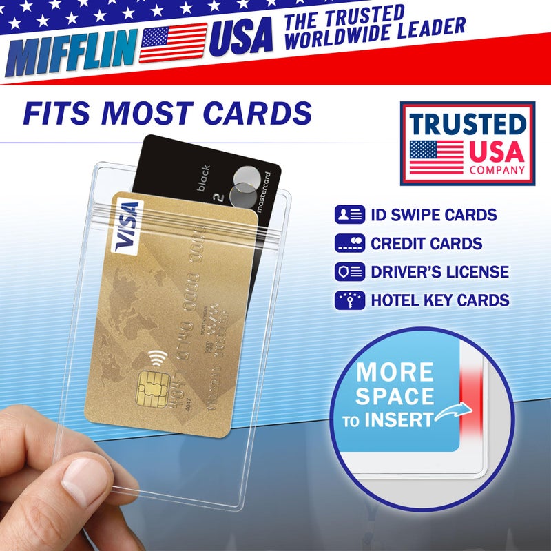 Mifflin-USA Large (L) Vertical ID Badge Holders (Clear, 3x4 inch, 250 Pack), Plastic Nametag Covers with Zipper, Name Tag Holder - Image 4